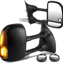 Replacement for Super Duty Black Heated Power Smoked Signal Extendable Towing Side+Circle Blind Spot Mirror