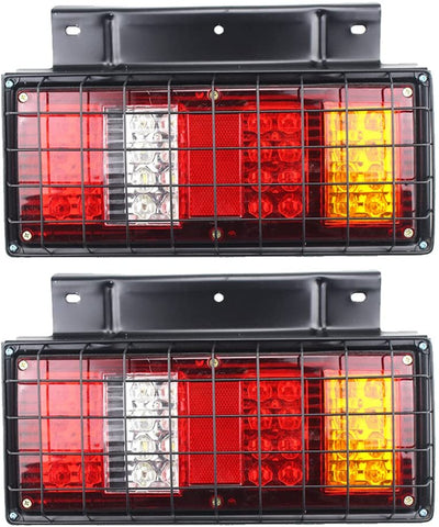 VORCOOL 32-LED 24V Multi-functional Tail Lights with Iron Net for Truck Trailer Caravan 2 PCS