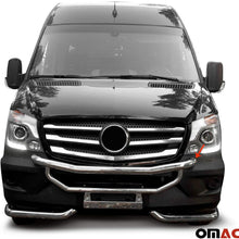 OMAC Auto Exterior Body Accessories Stainless Steel Bull Bar | Grille & Brush Guards | Silver Grill Front Bumper Guard Bar | Fits Mercedes Sprinter W906 2013-2018