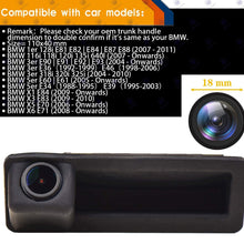 HD 1280x720p Reversing Camera Integrated in Trunk Handle Rear View Backup Camera Compatible for BMW X5 X1 X6 E39 E53 E82 E88 E84 E90 E91 E92 E93 E60 E61 E70 E71 E72
