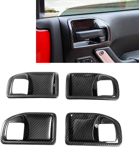 RT-TCZ Carbon Fiber ABS Car Inner Door Handle Bowl Cover Trim Frame Decor for 2011-2017 Jeep Wrangler JK JKU 4-Door