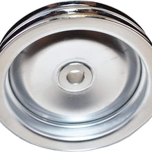 A-Team Performance Saginaw Power Steering Pump Double-Groove Steel Pulley Compatible With GM (Chrome)