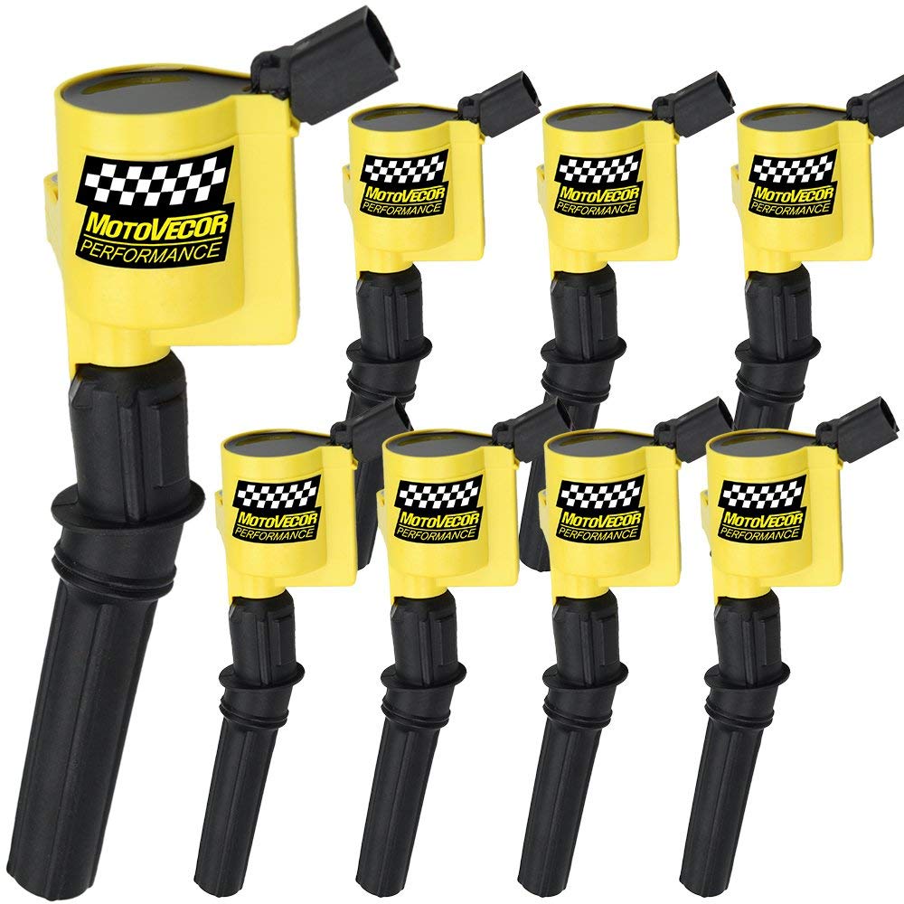 Ignition Coil DG508 8 Pack High Performance High Energy for Ford F-150 F150 F250 F-250 F-350 4.6L 5.4L V8 DG508 DG457 DG472 DG491 EXPEDITION MUSTANG CROWN VICTORIA LINCOLN MERCURY (Yellow)