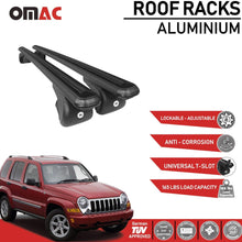 Roof Rack Cross Bars Lockable Luggage Carrier Fits Jeep Liberty 2002-2007 | Aluminum Black Cargo Carrier Rooftop Luggage Bars 2 PCS.