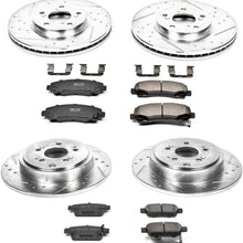 Power Stop K2430 Front & Rear Brake Kit with Drilled/Slotted Brake Rotors and Z23 Evolution Ceramic Brake Pads,Silver Zinc Plated