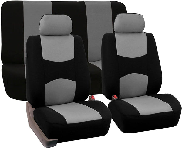 FH Group FH-FB050102 Pair Set Flat Cloth Car Seat Covers, Blue/Black - Fit Most Car, Truck, SUV, or Van