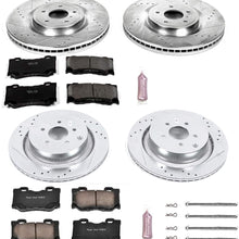 Power Stop K5823 Front & Rear Brake Kit with Drilled/Slotted Brake Rotors and Z23 Evolution Ceramic Brake Pads