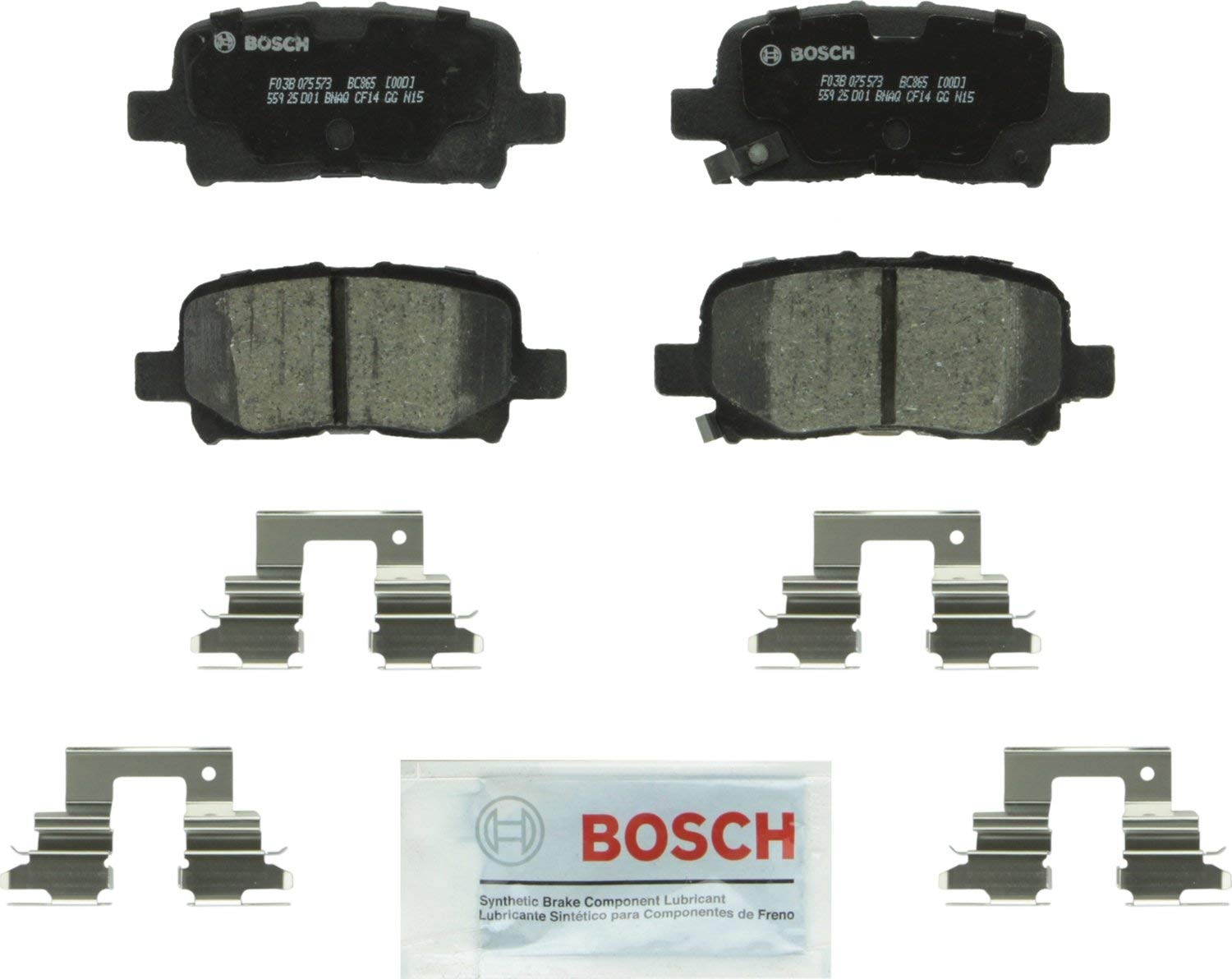 Bosch BC865 QuietCast Premium Ceramic Disc Brake Pad Set For: Acura MDX; Honda Odyssey, Pilot, Rear