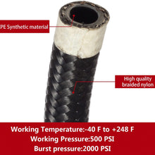 25 Ft 6AN AN-6 Nylon and Stainless Steel Braided Fuel Hose