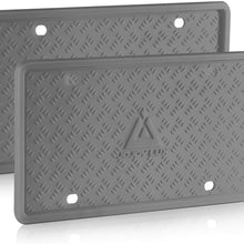 JOJOY LUX 2 Pack Silicone License Plate Frame, License Plate Holder, Universal American Auto Black License Plate Frame Rust-Proof, Rattle-Proof, Weather-Proof (Gray)