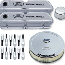 Proform 302-510 Chrome Engine Dress-Up Kit with Black Ford Racing Logo for Ford 289-351 Windsor