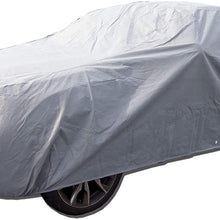 Tuningpros SFC-S4 Semi-Custom Fit Grey Waterproof Rain Barrier Non-Woven Fabric Car Cover, Fit up to Size 189.8" x 70.1"