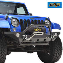 EAG Fit for 07-18 Jeep JK Wrangler Front Bumper with Fog Light hole and Rear Bumper with 2" Hitch Receiver Combo
