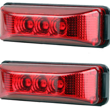 2pcs 3.9 inches 3 Leds Truck Trailer 12V Led Front Rear LED Side Marker Lights Indicator Lamp Rock Light for Truck Trailer Boats,Sealed and Waterproof, Surface Mounted Installation, 2 Red