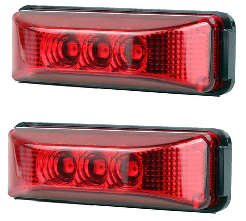 2pcs 3.9 inches 3 Leds Truck Trailer 12V Led Front Rear LED Side Marker Lights Indicator Lamp Rock Light for Truck Trailer Boats,Sealed and Waterproof, Surface Mounted Installation, 2 Red