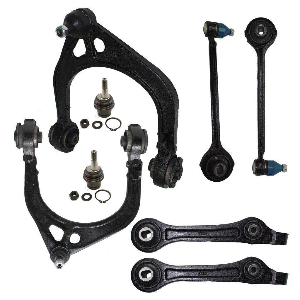 RWD Models Only - 2 Upper & 2 Lower Rearward and 2 Lower Forward Control Arm & Ball Joints 8pc Kit For - 2005-2010 Chrysler 300 RWD, Dodge Charger, Magnum, Challenger RWD ONLY