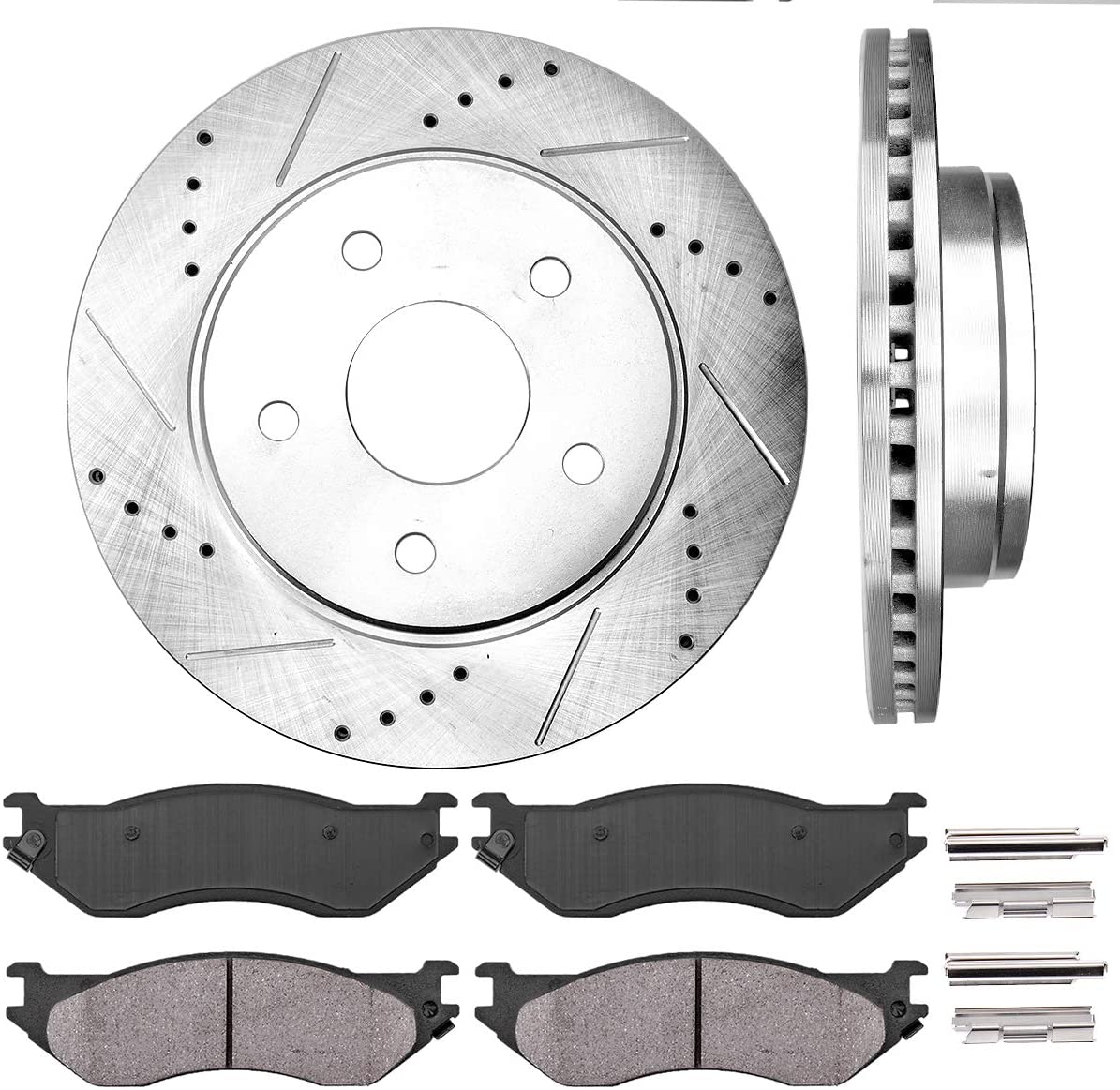 Callahan CDS02007 FRONT 336 mm Premium D/S 5 Lug [2] Brake Disc Rotors + [4] Ceramic Brake Pads + Hardware