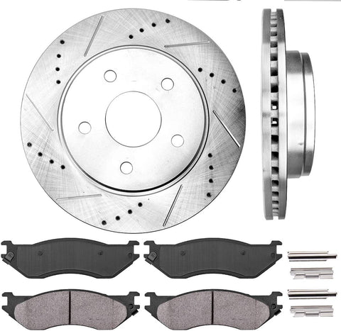 Callahan CDS02007 FRONT 336 mm Premium D/S 5 Lug [2] Brake Disc Rotors + [4] Ceramic Brake Pads + Hardware