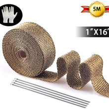 Titanium Exhaust Wrap 1" x 16' Roll for Motorcycle Fiberglass Heat Shield Tape with Stainless Ties