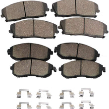 Detroit Axle - All (4) Front and Rear Ceramic Brake Pads w/Hardware for 2008-2014 Cadillac CTS w/RPO Code J55 (Heavy Duty Brakes) - See Fitment
