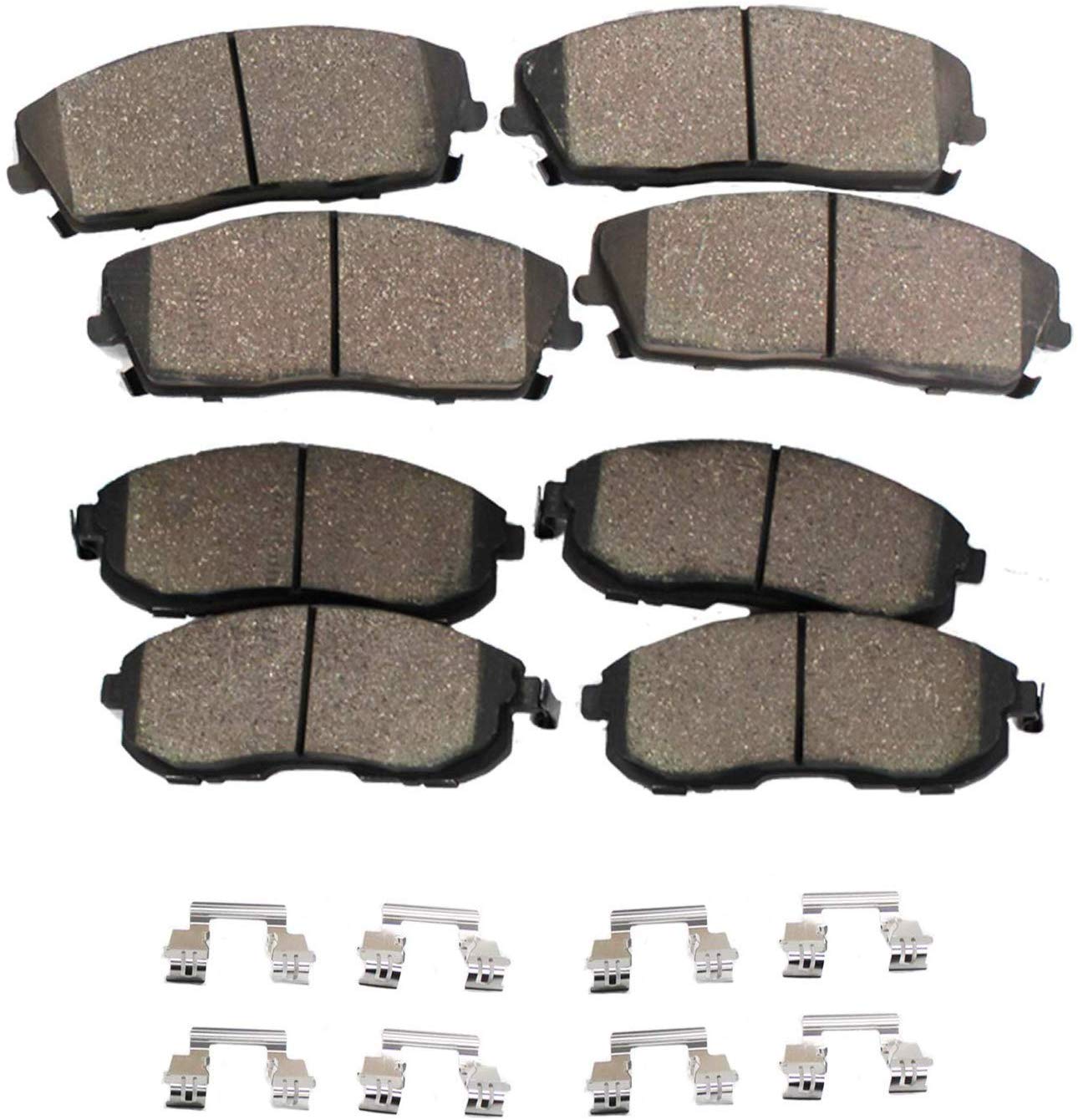 Detroit Axle - All (4) Front and Rear Ceramic Brake Pads w/Hardware for Ford Fusion, Lincoln MKZ, Zephyr, Mazda 6, Mercury Milan - See Fitment