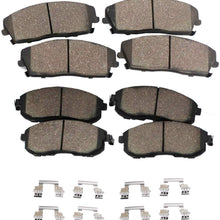Detroit Axle - All (4) Front and Rear Ceramic Brake Pads w/Hardware for Ford Fusion, Lincoln MKZ, Zephyr, Mazda 6, Mercury Milan - See Fitment