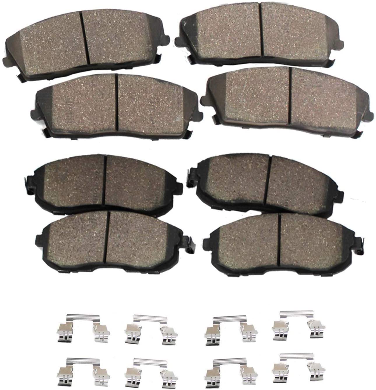 Detroit Axle - All (4) Front and Rear Ceramic Brake Pads w/Hardware for 2006-2012 Ford Fusion -[2007-2012 Lincoln MKZ] - 2006-2013 Mazda 6 - [2006-2011 Mercury Milan] - See Fitment