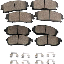 Detroit Axle - Front & Rear Ceramic Pads w/Hardware for 2013-2017 Lexus ES300h -2007-2017 ES350-2008 - 2018 Toyota Avalon -2008-2017 Camry