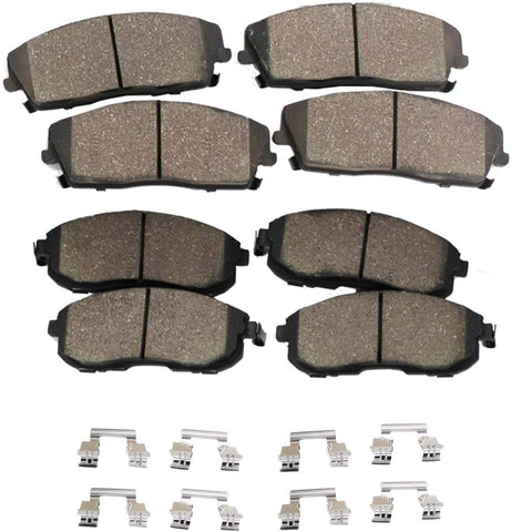 Detroit Axle - Front & Rear Ceramic Pads w/Hardware for 2009-2017 Dodge Ram 2500 / Ram 3500 - Truck Models ONLY