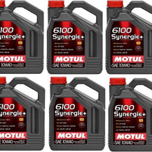 Motul 108647 Set of 6 6100 Synergie+ 10W-40 Motor Oil 5-Liter Bottles