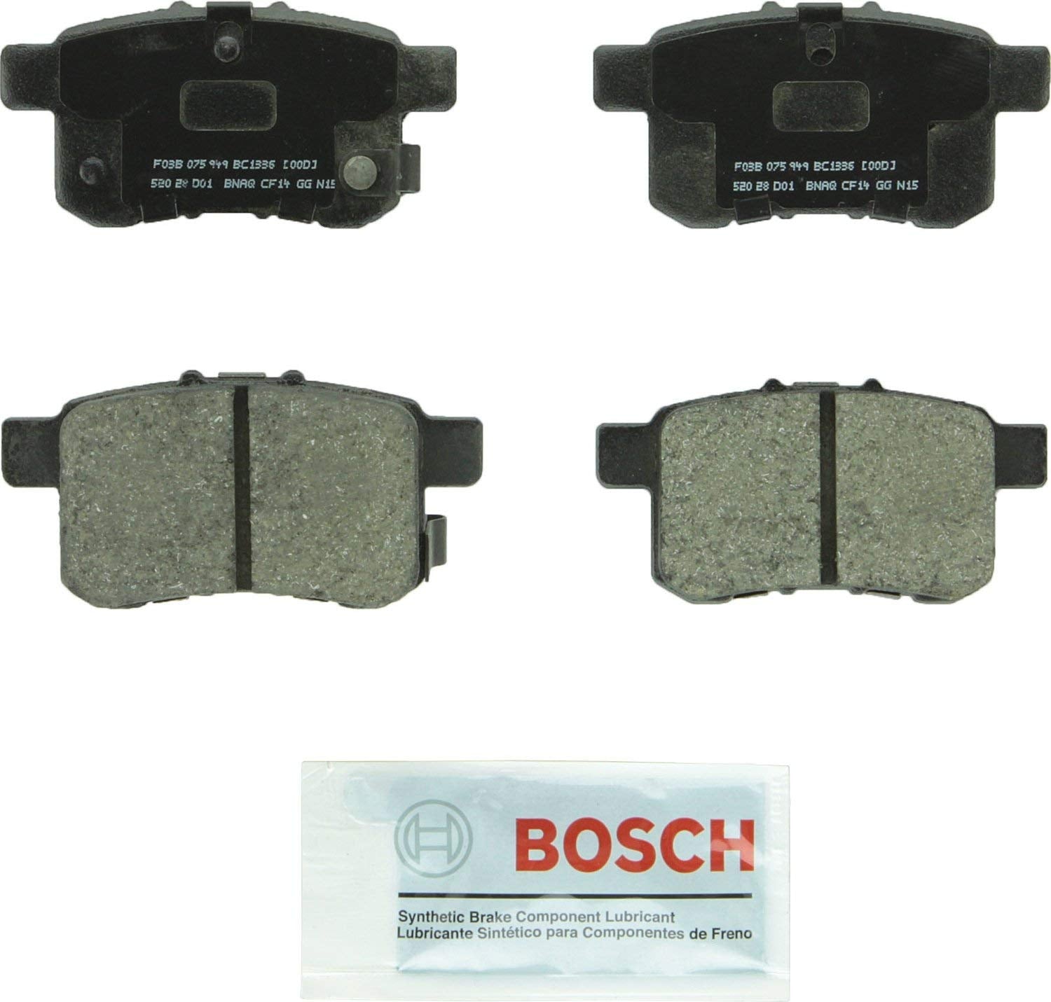 Bosch BC1336 QuietCast Premium Ceramic Disc Brake Pad Set For 2009-2012 Acura TSX and 2008-2010 Honda Accord; Rear