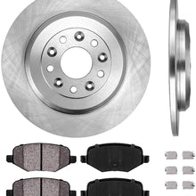 CRK12279 REAR 329.95 mm Premium OE 5 Lug [2] Brake Disc Rotors + [4] Ceramic Brake Pads + Clips