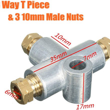WHWEI New Silver 3 Way T Piece Tee Brake Pipe with 3 M10 Male Nuts Short Metric Copper 3/16 10mm Inch Distributor Replacement Parts