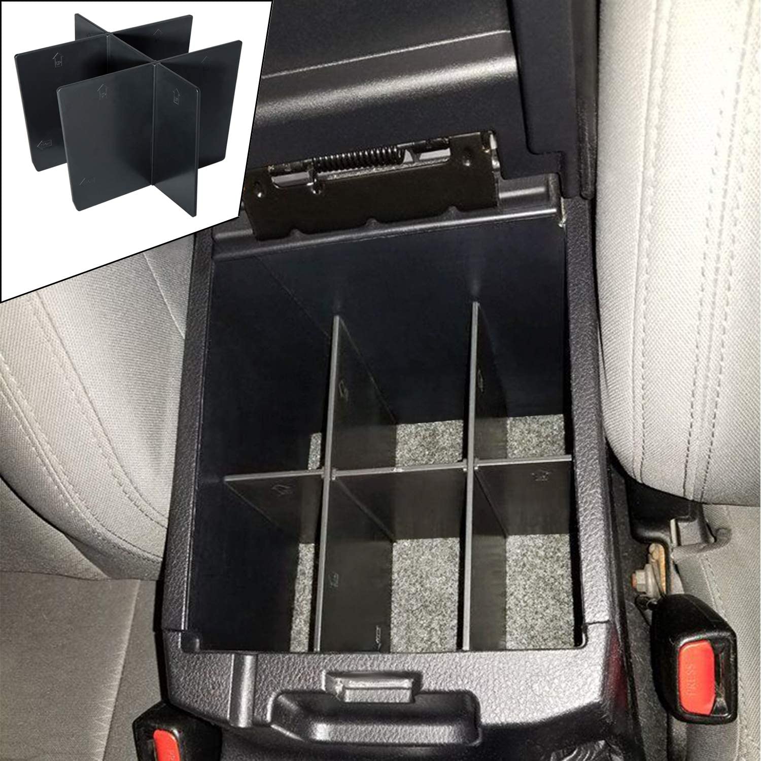 JDMCAR Center Console Organizer Insert Dividers Compatible with Toyota Tacoma 2016 2017 2018 2019 2020 Accessories, Armrest Box Secondary Storage