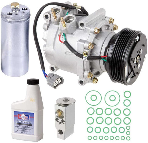 AC Compressor & A/C Kit For Honda Civic 1.7L 2002 2003 2004 2005 w/ 3-Wire Connector - BuyAutoParts 60-80229RK New