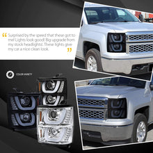 Autozensation For Chevy Silverado 1500 Glossy Black LED Signal Halo Projector Headlights