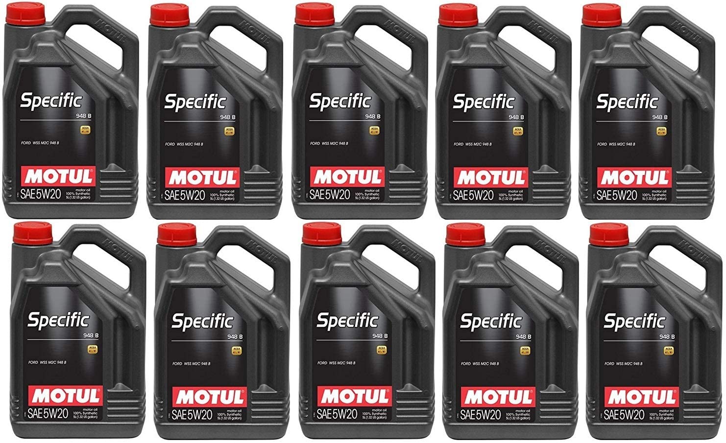 Motul 106352 Set of 10 Specific 948 B 5W-20 Motor Oil 5-Liter Bottles