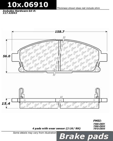 Centric Parts, Inc. 106.06910 Semi-Metallic Brake Pads