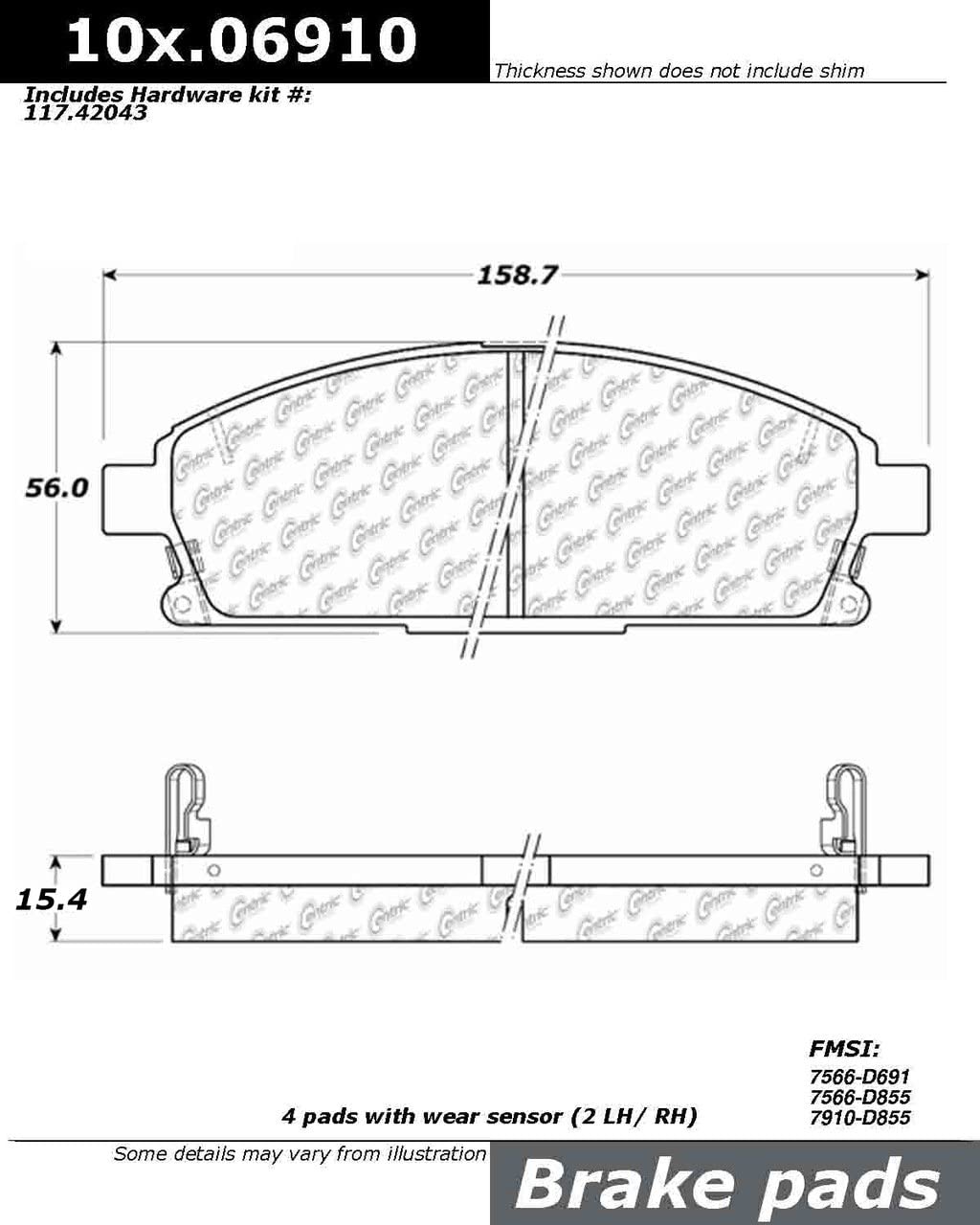 Centric 105.06910 Front Brake Pad