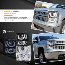 Autozensation For Chevy Silverado Halo LED Signal Projector Headlights Chrome