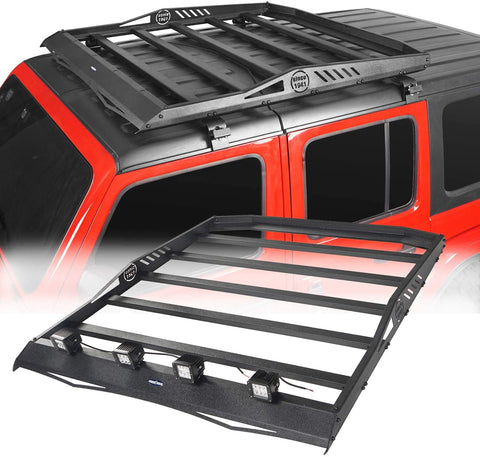 u-Box Roof Rack Cargo Basket with Wind Deflector for 2018 2019 2020 2021 Jeep Wrangler JL Unlimited 4Door