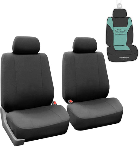 FH Group FB052102 Supreme Cloth Seat Covers (Charcoal) Front Set with Gift - Universal Fit for Cars, Trucks & SUVs
