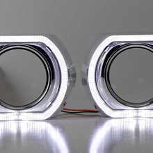iJDMTOY (2) 3.0-Inch H1 Bi-Xenon HID Projector Lens w/DTM Style Square LED Halo Rings Daytime Running Light Shroud Compatible With Headlight Retrofit, Custom Headlamps Conversion