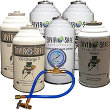 Enviro-Safe R-134a Refrigerant Replacement Full Repair Kit - 6 Cans Tap + Gauge
