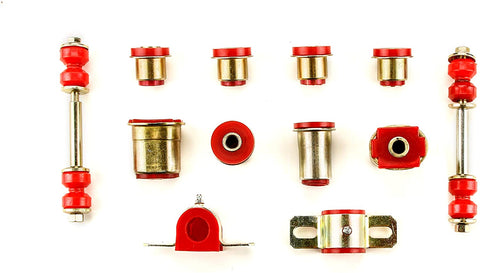Andersen Restorations Red Polyurethane Front End Suspension Bushings Set with Oval Lower Control Arm Bushings Compatible with Pontiac GTO/LeMans/Tempest OEM Spec Replacements (12 Piece Kit)