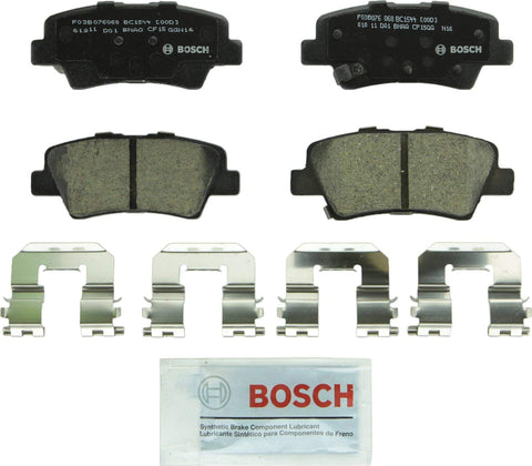 Bosch BC1544 QuietCast Premium Ceramic Disc Brake Pad Set For Hyundai: 2012-2017 Accent, 2011-2016 Elantra, 2013-2014 Elantra Coupe; Kia: 2014-2017 Optima, 2012-2017 Rio; Rear