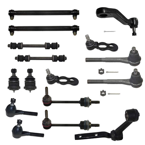 Detroit Axle - 16PC Front Sway Bar, Ball Joint, Pitman Arm, Idler Arm, Inner Outer Tie Rod and Adjusting Sleeve Suspension Kit for 1998-2002 Ford Crown Victoria/Town Car/Grand Marquis