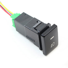 iJDMTOY (1) Factory Style 4-Pole 12V Push Button Switch w/ LED Background Indicator Lights Compatible With Fog Lights, DRL, LED Light Bar, etc (200 Series Toyota, 33x22mm)