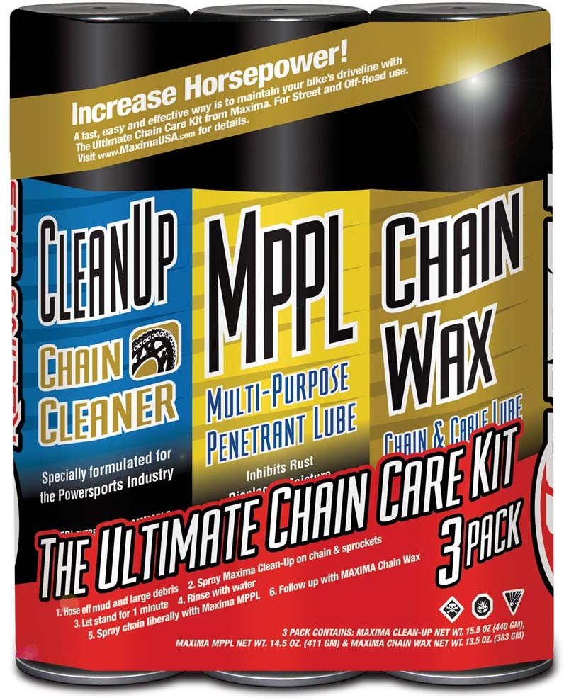 Maxima 70-749203-3PK Chain Wax Ultimate Chain Care Aerosol Combo Kit, (Pack of 3)