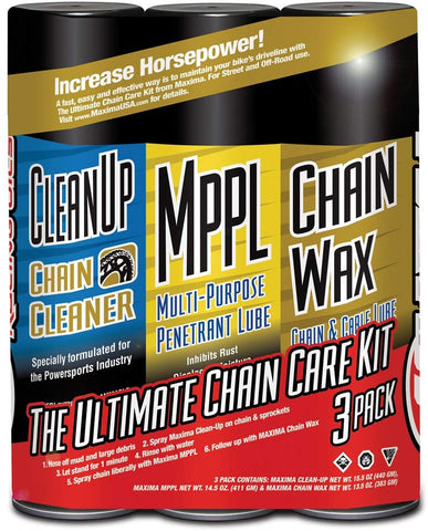 Maxima 70-749203-3PK Chain Wax Ultimate Chain Care Aerosol Combo Kit, (Pack of 3)